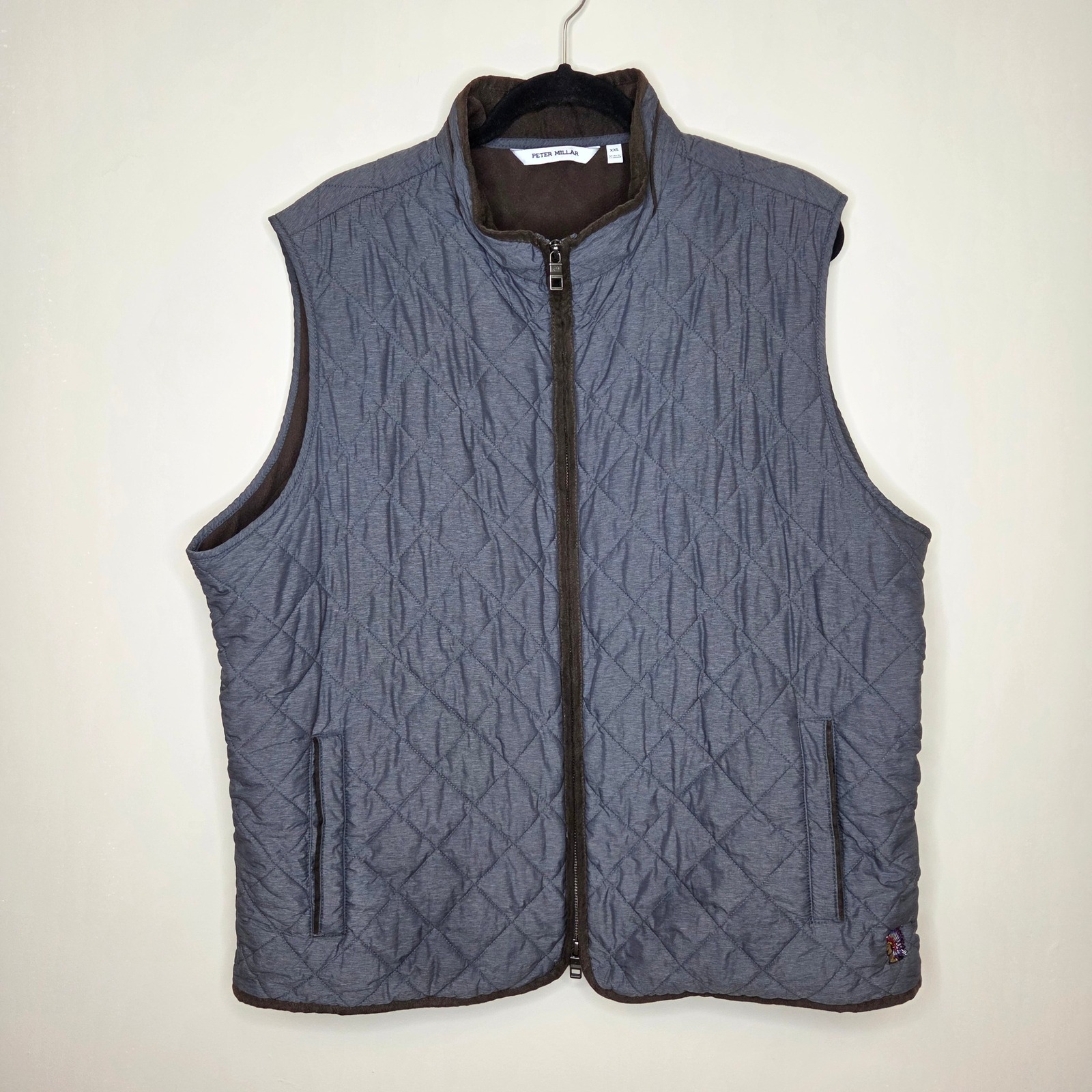 Peter Millar Essex Quilted Vest Mens Xxl Grey Windproof Fleece Lined